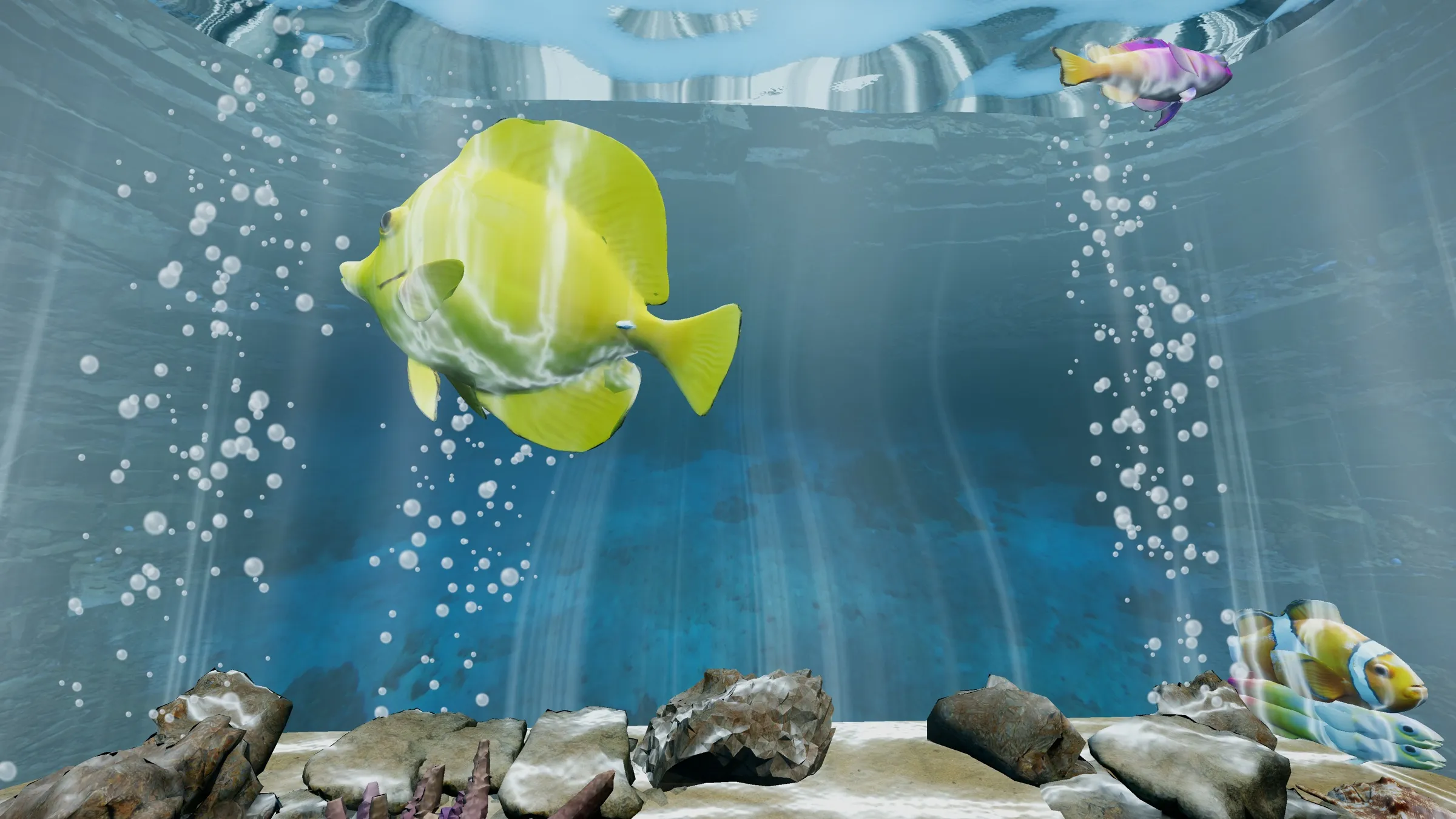The LumaReef reef running on a TV